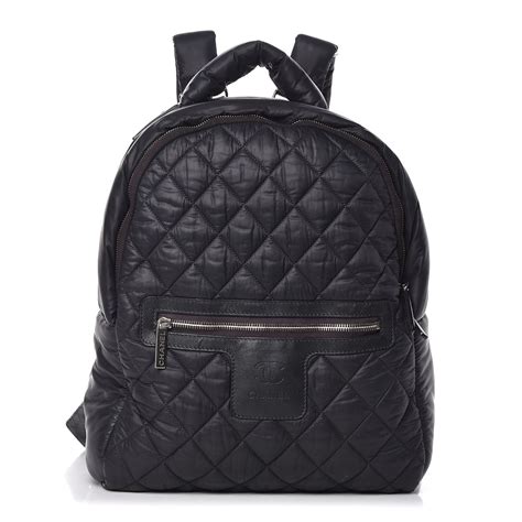 chanel black nylon backpack